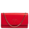 Versace Red Leather Flap Wallet On Chain For Women