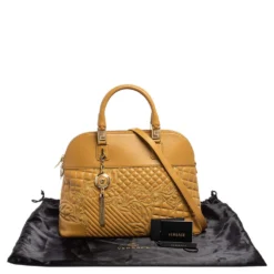 Versace Beige Quilted Leather Athena Vanitas Satchel For Women -Versace Official Website luxury women versace used handbags p575318 003