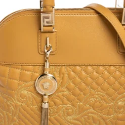 Versace Beige Quilted Leather Athena Vanitas Satchel For Women -Versace Official Website luxury women versace used handbags p575318 005