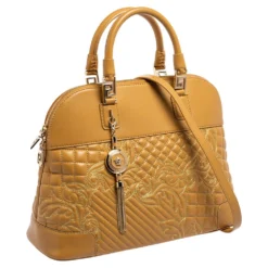 Versace Beige Quilted Leather Athena Vanitas Satchel For Women -Versace Official Website luxury women versace used handbags p575318 006