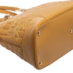 Versace Beige Quilted Leather Athena Vanitas Satchel For Women -Versace Official Website luxury women versace used handbags p575318 010