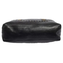 Versace Black Leather Studded Tote For Women -Versace Official Website luxury women versace used handbags p578144 009