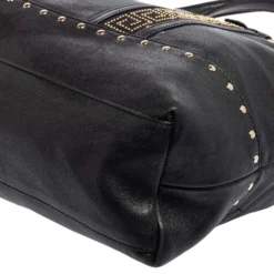 Versace Black Leather Studded Tote For Women -Versace Official Website luxury women versace used handbags p578144 011