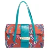 Versace Multicolor Floral Print Fabric And Croc Embossed Leather Flap Tote For Women
