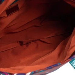 Versace Multicolor Floral Print Fabric And Croc Embossed Leather Flap Tote For Women -Versace Official Website luxury women versace used handbags p580375 010