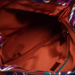 Versace Multicolor Floral Print Fabric And Croc Embossed Leather Flap Tote For Women -Versace Official Website luxury women versace used handbags p580375 011