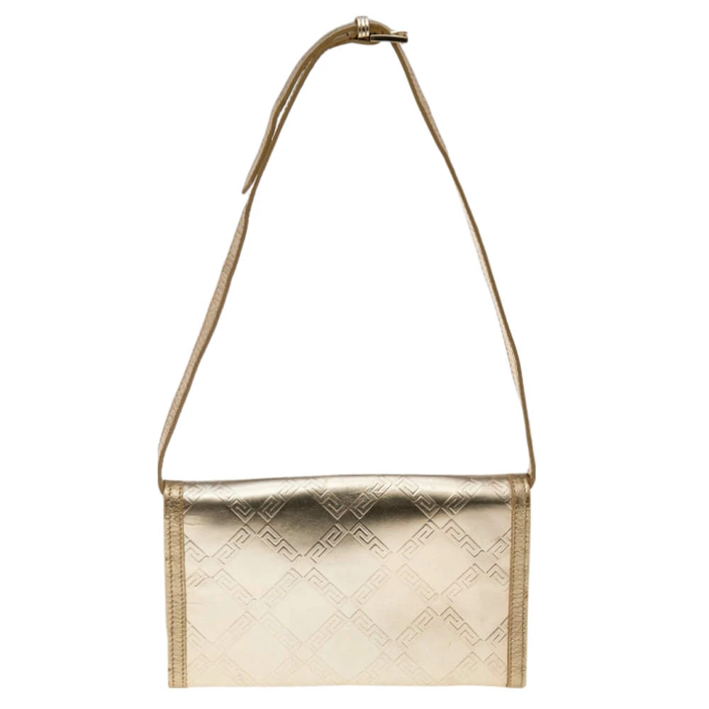 Versace Gold Leather Gianni Flap Shoulder Bag For Women 4 Versace Gold Leather Gianni Flap Shoulder Bag For Women - Image 4