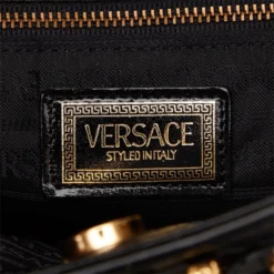 Versace Black Ostrich Leather Tote For Women -Versace Official Website luxury women versace used handbags p58806 006
