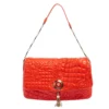 Versace Red Embroidered Leather Calliope Vanitas Shoulder Bag For Women