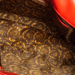 Versace Red Embroidered Leather Calliope Vanitas Shoulder Bag For Women -Versace Official Website luxury women versace used handbags p591513 007