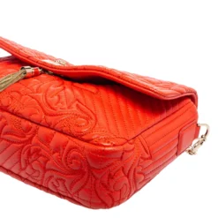 Versace Red Embroidered Leather Calliope Vanitas Shoulder Bag For Women -Versace Official Website luxury women versace used handbags p591513 008