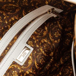 Versace White Leather Athena Barocco Vanitas Satchel For Women -Versace Official Website luxury women versace used handbags p593054 002