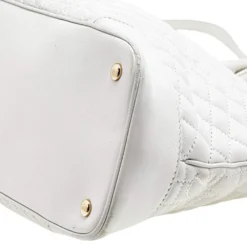 Versace White Leather Athena Barocco Vanitas Satchel For Women -Versace Official Website luxury women versace used handbags p593054 011
