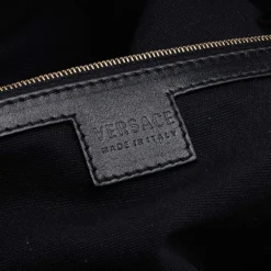 Versace Black/Brown Medusa Floral Printed Coated Canvas & Snakeskin Leather Tote For Women -Versace Official Website luxury women versace used handbags p593829 002