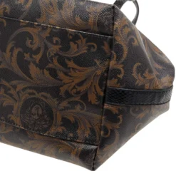 Versace Black/Brown Medusa Floral Printed Coated Canvas & Snakeskin Leather Tote For Women -Versace Official Website luxury women versace used handbags p593829 005