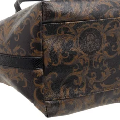 Versace Black/Brown Medusa Floral Printed Coated Canvas & Snakeskin Leather Tote For Women -Versace Official Website luxury women versace used handbags p593829 006