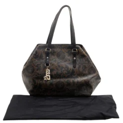 Versace Black/Brown Medusa Floral Printed Coated Canvas & Snakeskin Leather Tote For Women -Versace Official Website luxury women versace used handbags p593829 009