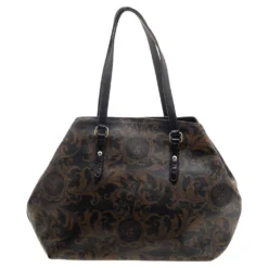 Versace Black/Brown Medusa Floral Printed Coated Canvas & Snakeskin Leather Tote For Women -Versace Official Website luxury women versace used handbags p593829 011