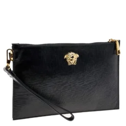Versace Black Leather Medusa Zip Clutch For Women -Versace Official Website luxury women versace used handbags p596325 008