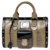 Versace Black/Brown Ombre Croc Embossed Patent Leather Boston Bag For Women