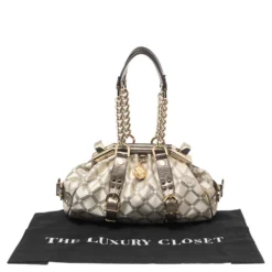 Versace Olive Green/Cream Signature Fabric And Leather Madonna Frame Satchel For Women -Versace Official Website luxury women versace used handbags p599381 008