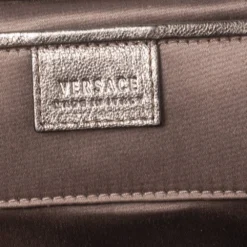 Versace Olive Green/Cream Signature Fabric And Leather Madonna Frame Satchel For Women -Versace Official Website luxury women versace used handbags p599381 012