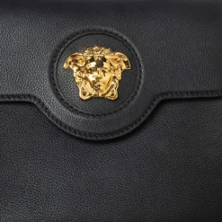 Versace Black Leather Small Medusa Top Handle Bag For Women -Versace Official Website luxury women versace used handbags p599640 005