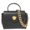 Versace Black Leather Small Medusa Top Handle Bag For Women