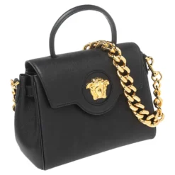 Versace Black Leather Small Medusa Top Handle Bag For Women -Versace Official Website luxury women versace used handbags p599640 007