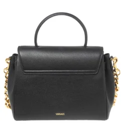 Versace Black Leather Small Medusa Top Handle Bag For Women -Versace Official Website luxury women versace used handbags p599640 009