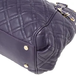 Versace Purple Quilted Leather Medusa Plaque Flap Satchel For Women -Versace Official Website luxury women versace used handbags p601105 005