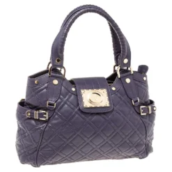 Versace Purple Quilted Leather Medusa Plaque Flap Satchel For Women -Versace Official Website luxury women versace used handbags p601105 009