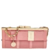 Versace Pink Leather Medusa Chain Clasp Clutch For Women