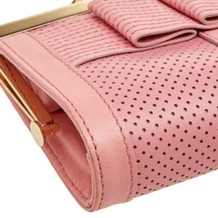 Versace Pink Leather Medusa Chain Clasp Clutch For Women -Versace Official Website luxury women versace used handbags p601723 007