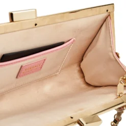 Versace Pink Leather Medusa Chain Clasp Clutch For Women -Versace Official Website luxury women versace used handbags p601723 011