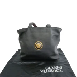 Versace Black Pebbled Leather Medusa Tote For Women -Versace Official Website luxury women versace used handbags p60411 013