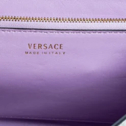 Versace White Leather La Medusa Studded Shoulder Bag For Women -Versace Official Website luxury women versace used handbags p608560 005
