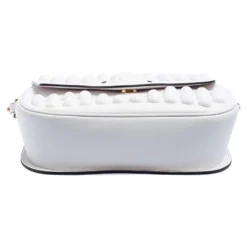 Versace White Leather La Medusa Studded Shoulder Bag For Women -Versace Official Website luxury women versace used handbags p608560 006
