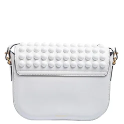 Versace White Leather La Medusa Studded Shoulder Bag For Women -Versace Official Website luxury women versace used handbags p608560 013