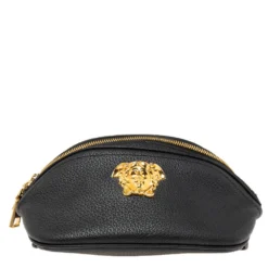 Versace Black Leather Medusa Double Zip Belt Bag For Women -Versace Official Website luxury women versace used handbags p608704 009