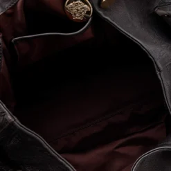 Versace Dark Brown Leather Charm Chain Shoulder Bag For Women -Versace Official Website luxury women versace used handbags p611287 002