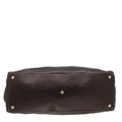 Versace Dark Brown Leather Charm Chain Shoulder Bag For Women -Versace Official Website luxury women versace used handbags p611287 004