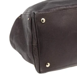 Versace Dark Brown Leather Charm Chain Shoulder Bag For Women -Versace Official Website luxury women versace used handbags p611287 005