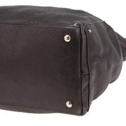 Versace Dark Brown Leather Charm Chain Shoulder Bag For Women -Versace Official Website luxury women versace used handbags p611287 006