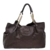 Versace Dark Brown Leather Charm Chain Shoulder Bag For Women