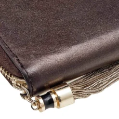 Versace Metallic Brown Leather Medusa Zip Around Wallet For Women -Versace Official Website luxury women versace used handbags p612900 005