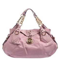 Versace Lilac Leather Medusa Flap Chain Hobo For Women
