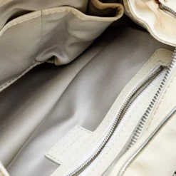 Versace Cream/Sliver Patent Leather And Metallic Mesh Chain Link Satchel For Women -Versace Official Website luxury women versace used handbags p613192 004