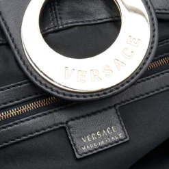 Versace Black Soft Leather Hobo For Women -Versace Official Website luxury women versace used handbags p615012 003