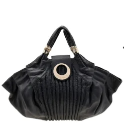 Versace Black Soft Leather Hobo For Women